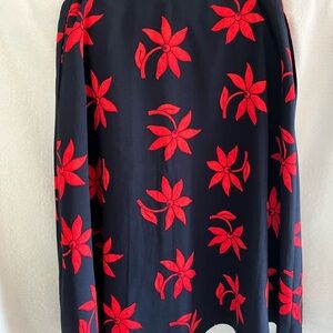 Banana Republic navy skirt  with Red Floral Design